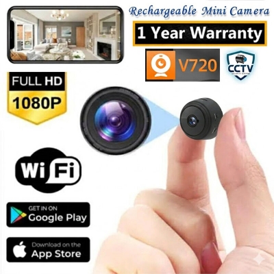 Picture of Mini CCTV Camera A9 Full HD WiFi 1080P 4K Wireless Support Night Vision 140 Degree Wide Angle Lens Motion Detection Audio Video Recording Mobile App Remote Monitoring Professional Home Gadget Black Color Designed For Personal Protection