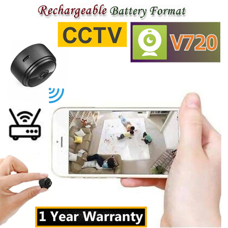 Picture of Mini CCTV Camera A9 Full HD WiFi 1080P 4K Wireless Support Night Vision 140 Degree Wide Angle Lens Motion Detection Audio Video Recording Mobile App Remote Monitoring Professional Home Gadget Black Color Designed For Personal Protection