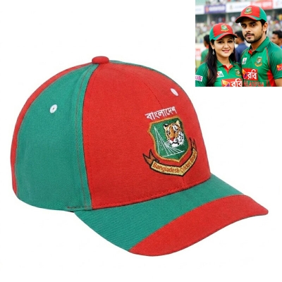Picture of Premium Bangladesh Cricket Cap Green Red Adjustable Baseball Hat Embroidered Bangladesh Cricket Logo Cotton Fabric Lightweight Breathable Sports Cap for Men Women Outdoor Running Travel Casual Daily Wear - One size