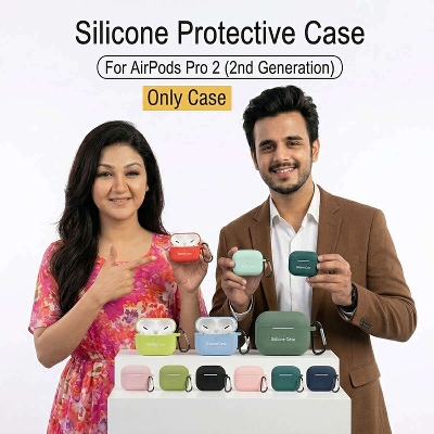 Picture of Universal Silicone Case Cover for AirPods Pro 2 2nd Generation Multi Color Premium Soft Protective Shell Shockproof Carabiner Keychain Included Perfect for Zoom Meetings YouTube Vlogging Gaming