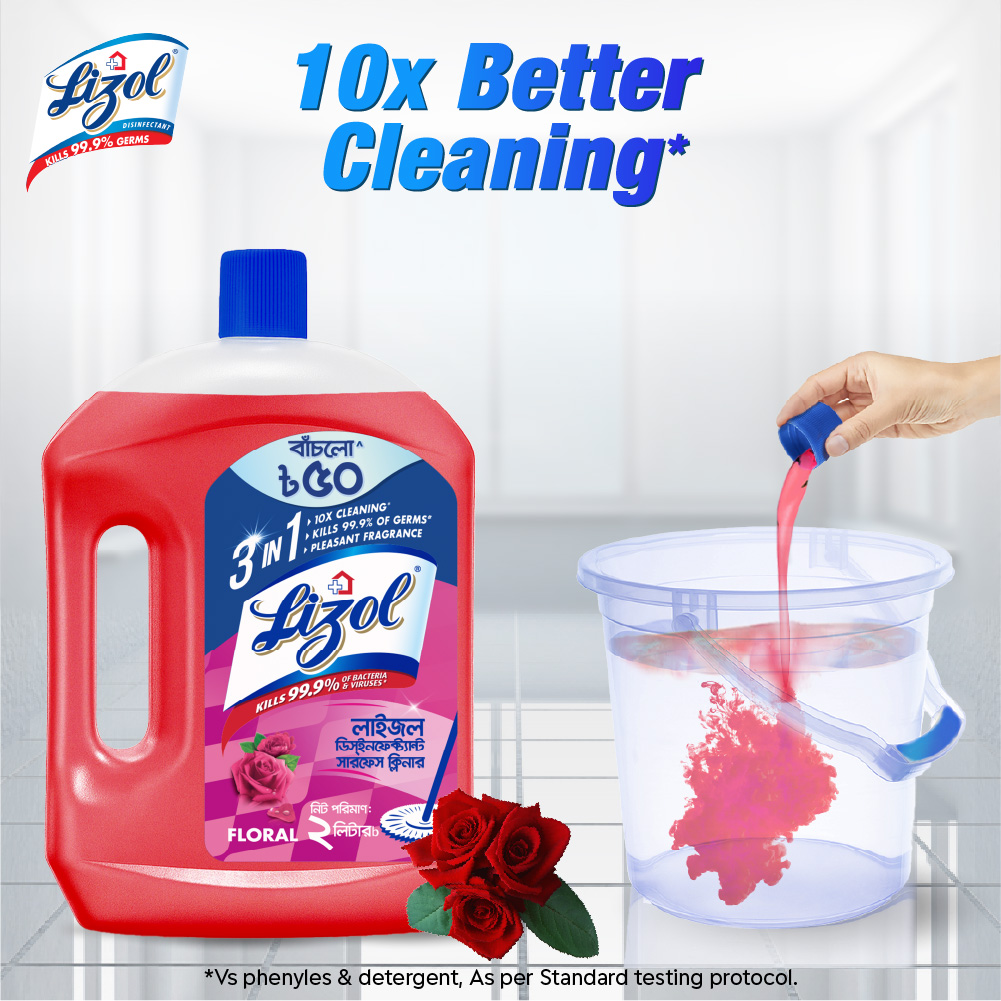Picture of Free 8L Bucket with Lizol Disinfectant Surface & Floor Cleaner Floral 2L