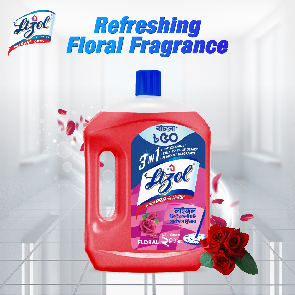 Picture of Free 8L Bucket with Lizol Disinfectant Surface & Floor Cleaner Floral 2L