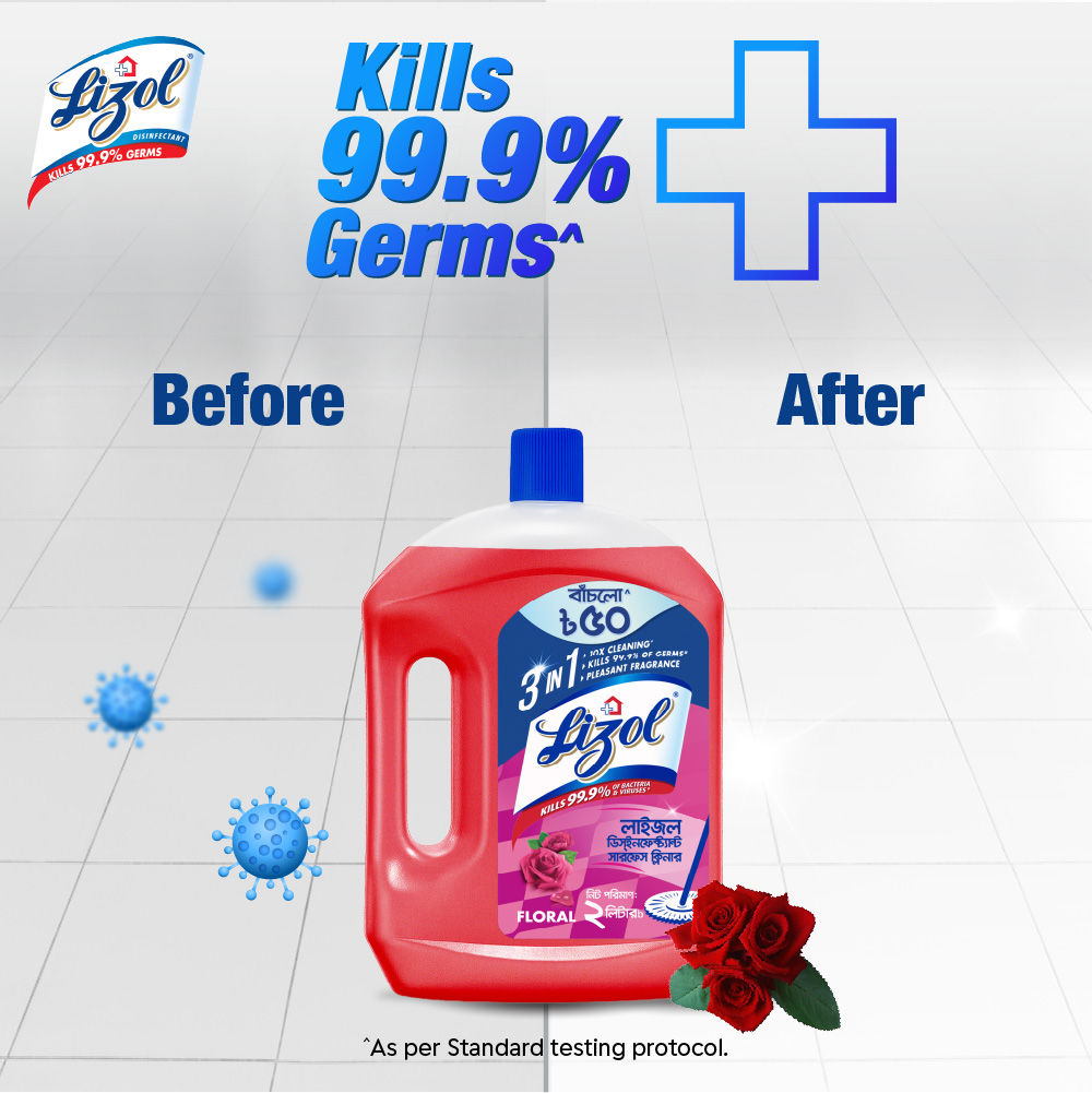 Picture of Free 8L Bucket with Lizol Disinfectant Surface & Floor Cleaner Floral 2L