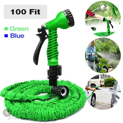 Picture of 100ft Magic Hose Pipe Nozzle for Garden Wash Car Bike with Spray Gun Multicolor
