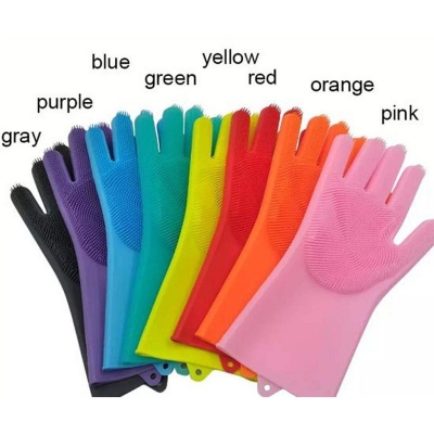 Picture of High Quality Silicone Dish Washing Kitchen Hand Gloves (Multicolor)
