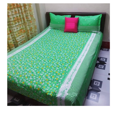 Picture of Cotton Fabric Multicolor Print 7.5 by 8.5 Feet Double King Size Bedsheet Set with Two Pillow Covers Multicolor