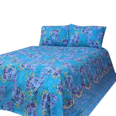 Picture of Cotton Fabric Multicolor Print 7.5 by 8.5 Feet Double King Size Bedsheet Set with Two Pillow Covers Multicolor