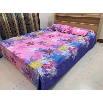Picture of Cotton Fabric Multicolor Print 7.5 by 8.5 Feet Double King Size Bedsheet Set with Two Pillow Covers Multicolor