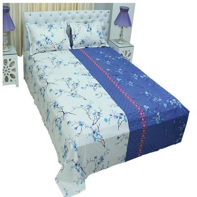 Picture of Double Size Cottont Bed Sheet with Matching 2 Pillow Covers Multicolor