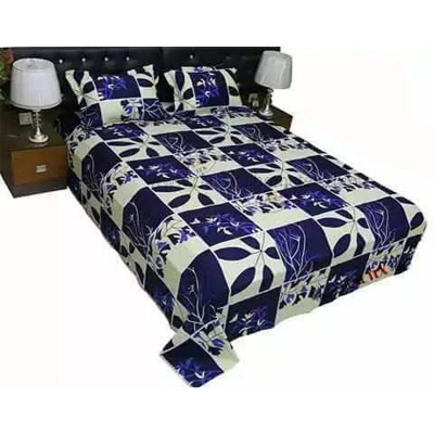 Picture of Double King Size Cotton Bed Sheet with Matching 2 Pillow Covers - Multicolor