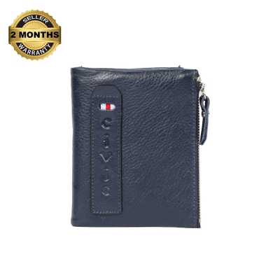 Picture of Wallet Soft blue pure Leather Two Zipper Pockets and  Card Holder for Men