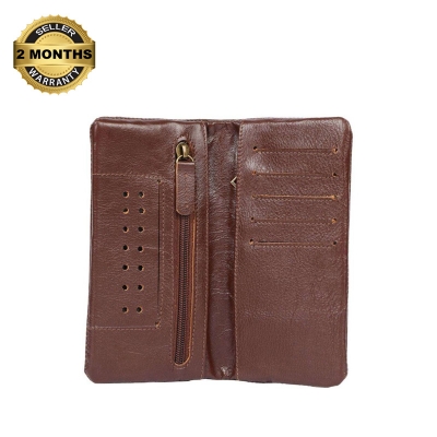 Picture of long Wallet Stylish 100% Leather Men long Wallet + mobile cover Brown soft and slim