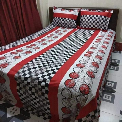 Picture of Double Size Cottont  Bed Sheet With  2 Pillow Covers - Multicolor