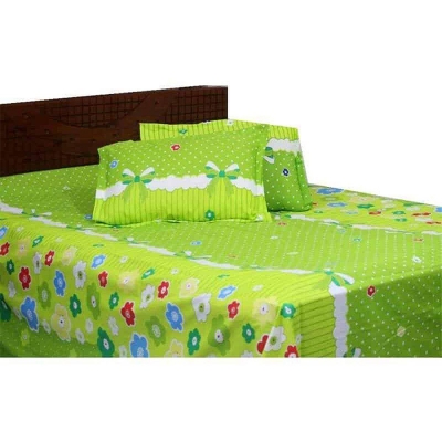 Picture of King Size Cotton Bed Sheet with Matching 2 Pillow Covers - Multicolor