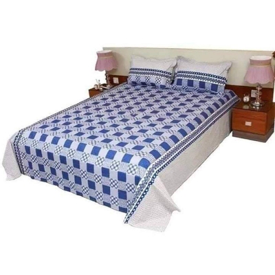 Picture of Double Size Cottont Bed Sheet with Matching 2 Pillow Covers Multicolor