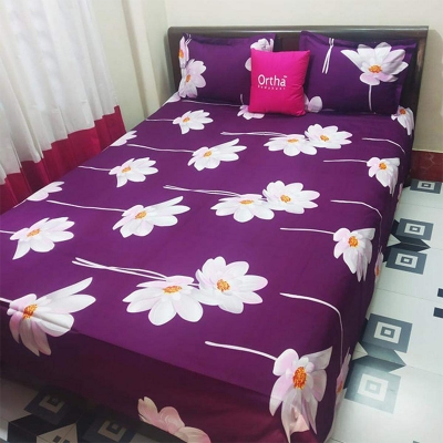 Picture of Cotton Fabric Multicolor Print 7.5 by 8.5 Feet Double King Size Bedsheet Set with Two Pillow Covers Multicolor