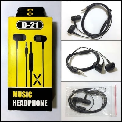 Picture of Earphone D21 Universal 3.5mm Heavy Bass Dynamic In-ear Sport Wired Earphone