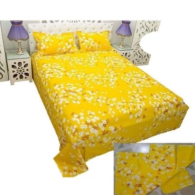 Picture of Double Size Cottont Bed Sheet with Matching 2 Pillow Covers - Bed Sheet Multicolor