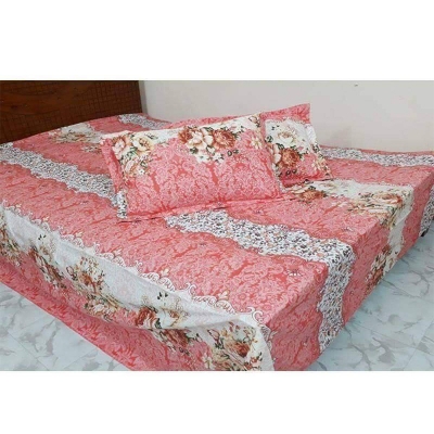 Picture of Double King Size Cotton Bed Sheet with Matching 2 Pillow Covers - Multicolor