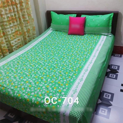 Picture of Double Size Cottont  Bed Sheet With  2 Pillow Covers - Multicolor