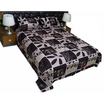 Picture of Double King Size Cotton Bed Sheet With  2 Pillow Covers - Multicolor 