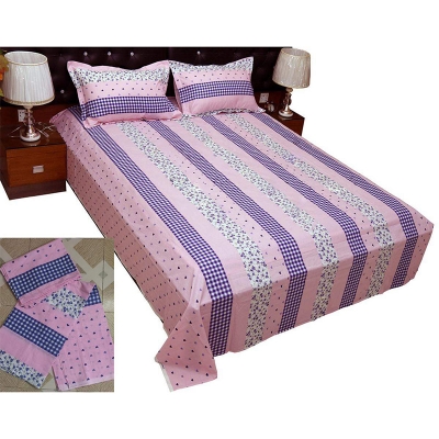 Picture of Double Size Cottont Bed Sheet With Matching 2 Pillow Covers - Bed Sheet Multicolor