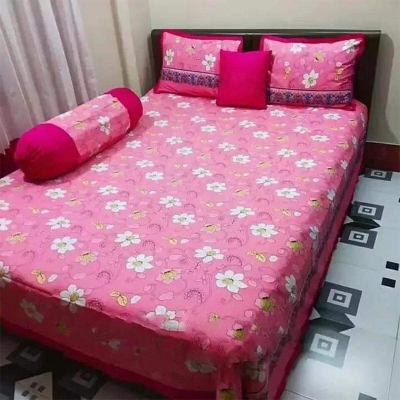 Picture of Double Size Cottont Bed Sheewith Matching 2 Pillow Covers - Multicolor