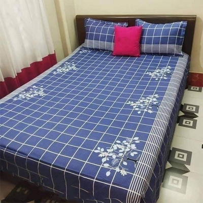 Picture of Double Size Cottont Bed Sheet with Matching 2 Pillow Covers Multicolor