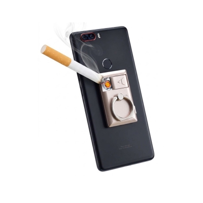 Picture of 1Ring USB Charging Lighter Creative Mobile Phone Holder with Electronic smoking Lighter Men Gift Smoking Accessories