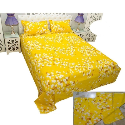 Picture of Double Size Cottont Bed Sheet with Matching 2 Pillow Covers Multicolor