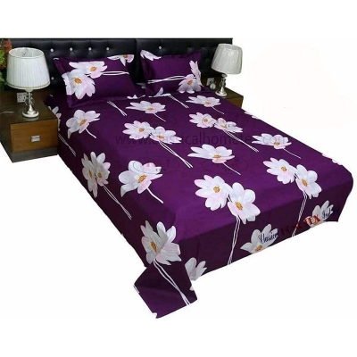 Picture of Double King Size Cotton Bed Sheet With  2 Pillow Covers - Multicolor 