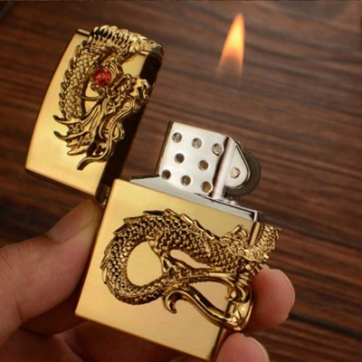 Picture of Dragon Sticker Windproof Cigarette Lighter
