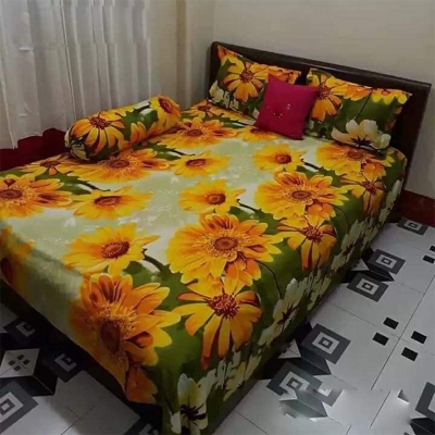 Picture of Double King Size Cotton Bed Sheet With  2 Pillow Covers - Multicolor 