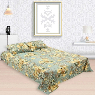 Picture of Double King Size Cotton Bed Sheet With  2 Pillow Covers - Multicolor