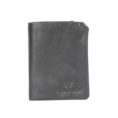 Picture of Looking joss 100% Leather good choice Men Wallet Black lue soft and slim zipper