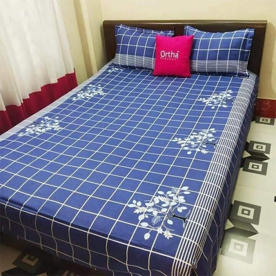 Picture of Double Size Cottont  Bed Sheewith Matching 2 Pillow Covers - Multicolor