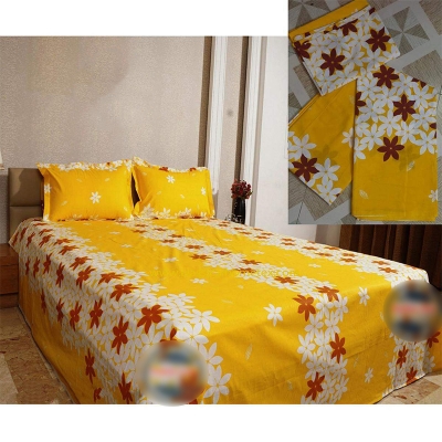 Picture of Double Size Cottont Bed Sheet with Matching 2 Pillow Covers Multicolor