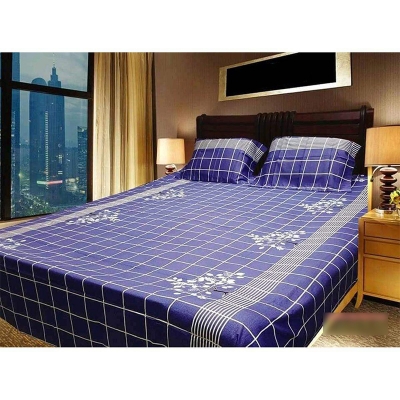 Picture of Double King Size Cotton Bed Sheet with Matching 2 Pillow Covers - Multicolor