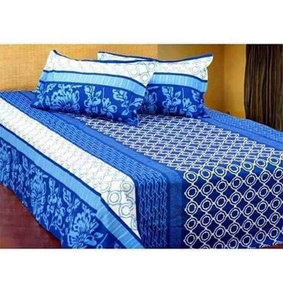 Picture of Double Size Cottont  Bed Sheewith Matching 2 Pillow Covers - Multicolor