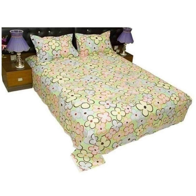 Picture of Double Size Cottont Bed Sheet With  2 Pillow Covers Multicolor