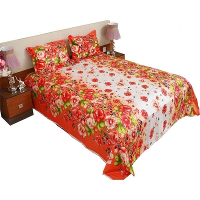 Picture of Double Size Cottont Bed Sheet with Matching 2 Pillow Covers Multicolor