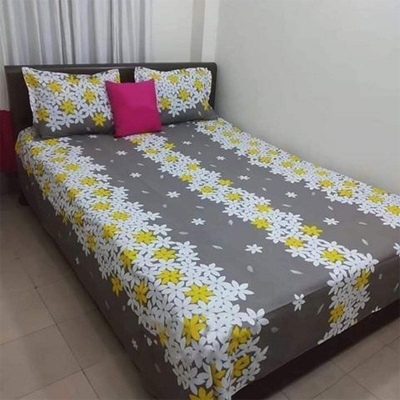 Picture of Double Size Cottont Bed Sheet with Matching 2 Pillow Covers Multicolor