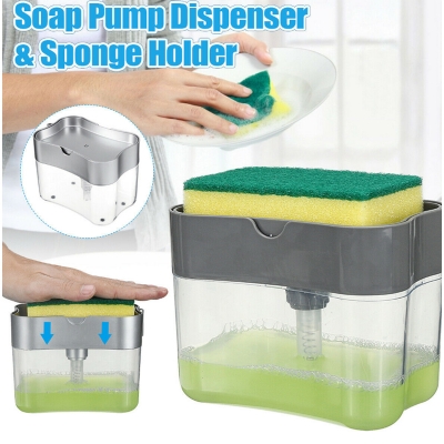 Picture of Soap Pump & Sponge Caddy | 2-in-1 Dish Dispenser With Sponge | Dishwashing Soap Holder | Sponge Rack Multicolor