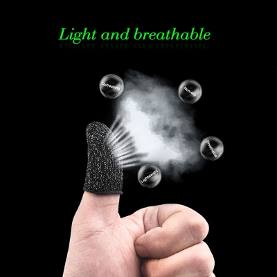 Picture of Top Trendy Hot Selling 2Pcs Silver Fiber Blue Color PUBG Finger Sleeves / Breathable Game Controller Finger Cover Sweat Proof Non-Scratch Sensitive Touch Screen Gaming Finger Black