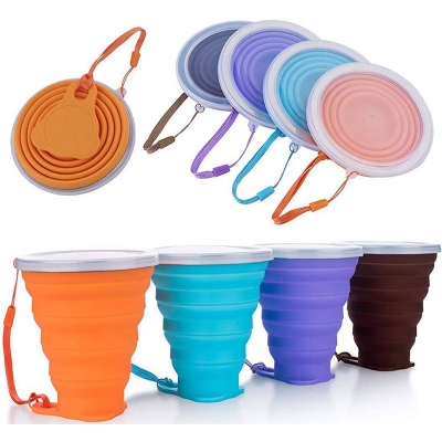 Picture of Portable Silicone Telescopic Drinking Collapsible Folding Cup For Travel Camping Volume:200ml Multicolor