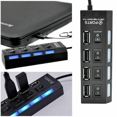 Picture of Adapter 4 Ports USB 2.0 Hub On/off Switch Multi Splitter For Laptop/PC/Desktop