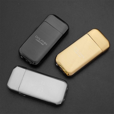 Picture of Dolphin Refillable Quality Metallic Flint Booten Gas Cigarette Lighter Golden