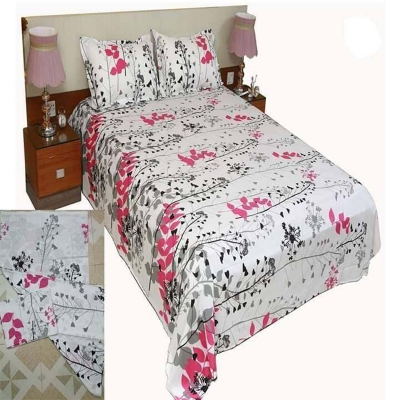 Picture of Double Size Cottont Bed Sheet with Matching 2 Pillow Covers Multicolor