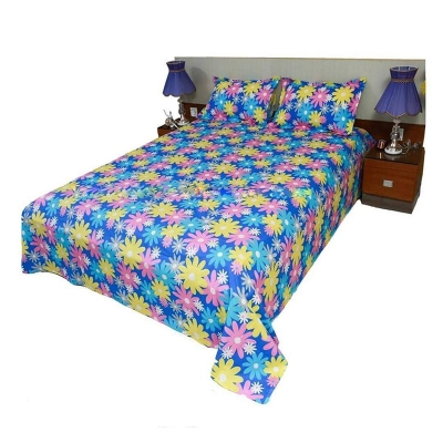 Picture of Double Size Cottont Bed Sheet with Matching 2 Pillow Covers Multicolor
