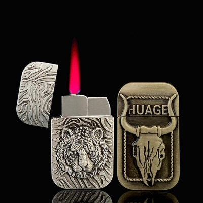 Picture of Embossed Tiger Bull Gas Lighter Windproof Cigarette Lighter